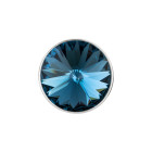 Slider argento antico 14mm (ID 10x2mm) con Rivoli in Denim Blue 12mm 999° argentato stile antico