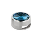 Slider argento antico 14mm (ID 10x2mm) con Rivoli in Denim Blue 12mm 999° argentato stile antico