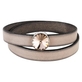 Slider antiek zilver 14mm (ID 10x2mm) met Rivoli in Silk 12mm 999° antiek verzilverd
