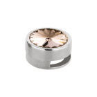 Slider antiek zilver 14mm (ID 10x2mm) met Rivoli in Silk 12mm 999° antiek verzilverd