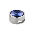 Slider argento antico 14mm (ID 10x2mm) con Rivoli in Tanzanite 12mm 999° argentato stile antico