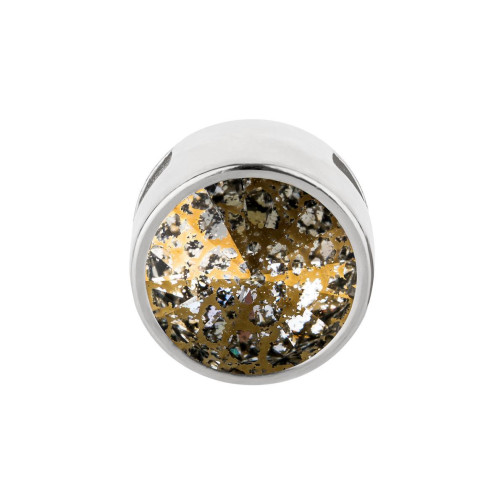 Slider plata antigua 14mm (ID 10x2mm) con Rivoli en Crystal Gold Patina 12mm 999° plateado estilo antiguo