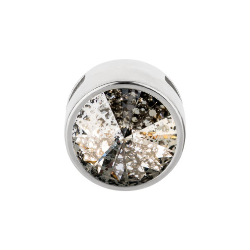 Slider plata antigua 14mm (ID 10x2mm) con Rivoli en Crystal Silver Patina 12mm 999° plateado estilo antiguo