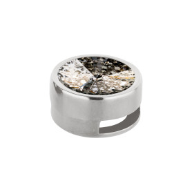 Slider plata antigua 14mm (ID 10x2mm) con Rivoli en Crystal Silver Patina 12mm 999° plateado estilo antiguo