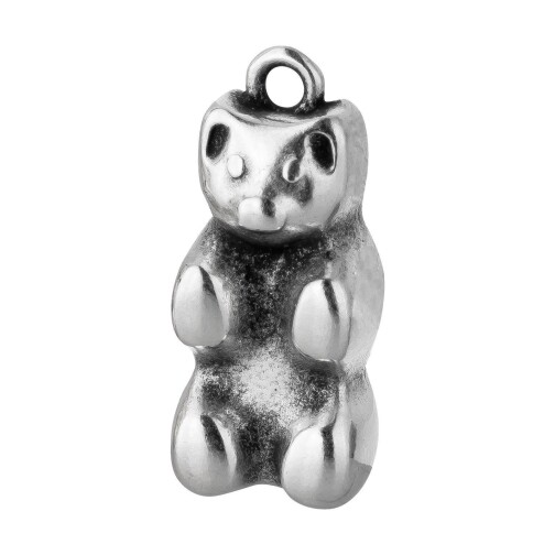 Zamak Pendant Teddy bear silver antique 9.4x21mm 999° silver plated