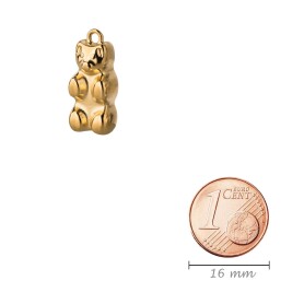 Zamak Pendant Teddy bear gold 9.4x21mm 24K gold plated