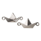 Zamak-hanger/tussenstuk origami boot antiek zilver 19x8,4mm 999° verzilverd