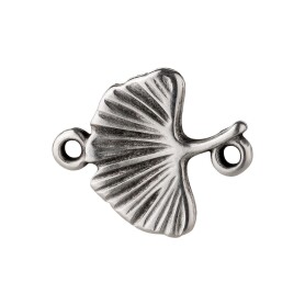 Zamac pendant/connector Ginkgo leaf antique silver...