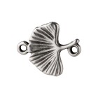 Zamac pendant/connector Ginkgo leaf antique silver 14x16.3mm 999° silver plated