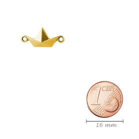Zamac pendant/connector Origami boat gold 19x8.4mm 24K gold plated