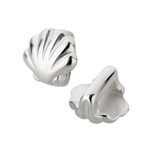 Cuenta deslizante de Zamak Concha de plata antigua ID 5x2,5mm 999° chapado en plata