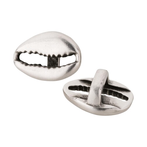 Zamak sliding bead Kauri shell silver antique ID 5x2.5mm 999° silver plated