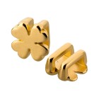 Zamak sliding bead Cloverleaf gold ID 5x2.5mm 24K gold plated
