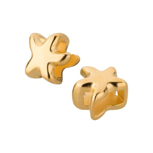 Zamak Schiebeperle Seestern gold ID 5x2,5mm 24K vergoldet