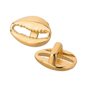 Zamak sliding bead Kauri shell gold ID 5x2.5mm 24K gold plated