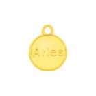 Zamak-Anhänger Sternzeichen Aries (Widder) gold 12mm 24K vergoldet mit Emaille in Rot
