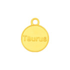 Zamak-Anhänger Sternzeichen Taurus (Stier) gold 12mm 24K vergoldet mit Emaille in Elfenbein