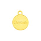 Zamak-Anhänger Sternzeichen Gemini (Zwillinge) gold 12mm 24K vergoldet mit Emaille in Dunkelgrün