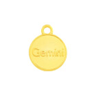 Pendente Segno zodiacale Gemini oro 12mm placcato oro 24K con smalto in Verde scuro