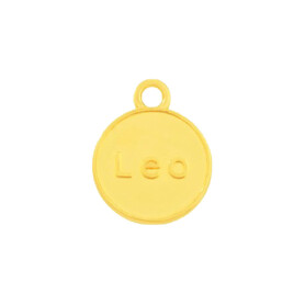 Zamak-Anhänger Sternzeichen Leo (Löwe) gold 12mm 24K vergoldet mit Emaille in Kaminrot