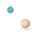 Pendentif Signe du zodiaque Libra or 12mm plaqué or 24K avec émail en Bleu clair
