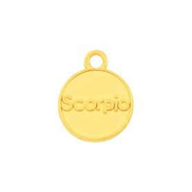 Pendente Segno zodiacale Scorpione oro 12mm placcato oro 24K con smalto in Rosso scuro