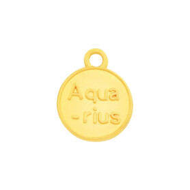 Pendant Zodiac sign Aquarius gold 12mm 24K gold plated...