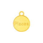 Zamak-Anhänger Sternzeichen Pisces (Fische) gold 12mm 24K vergoldet mit Emaille in Flieder