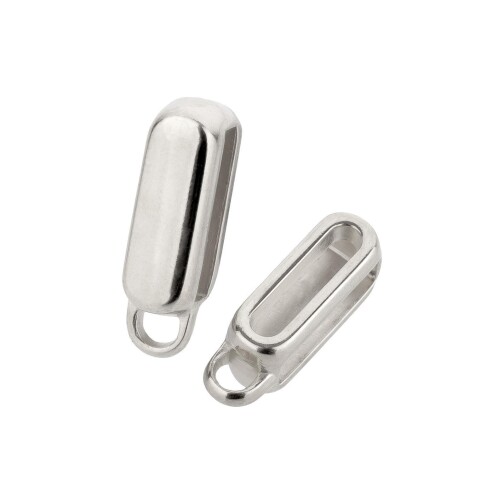 Zamak Charm holder/connector rectangular with eyelet silver antique ID 10x2mm 999° silver plated