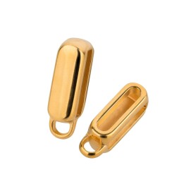 Zamak Charm holder/connector rectangular with eyelet gold...