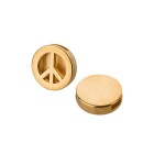 Zamak sliding bead Peace-Sign 18.5mm gold ID 10x2mm 24K gold plated