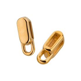 Zamak Charm holder/connector rectangular with eyelet gold ID 5x2mm 24K gold plated