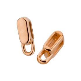Zamak Charm holder/connector rectangular with eyelet rose gold ID 5x2mm 24K rose gold plated