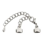 Zamak Terminal-Set with extension chain silver antique ID 5x2mm 999° silver plated