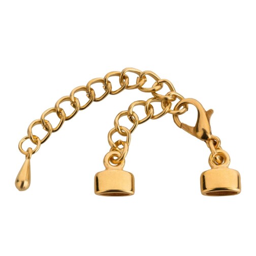 Zamak Terminal-Set with extension chain gold ID 5x2mm 24K gold plated