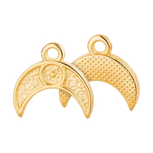 Pendente in zama Luna etnica oro 12,2x11,6mm 24K placcato oro