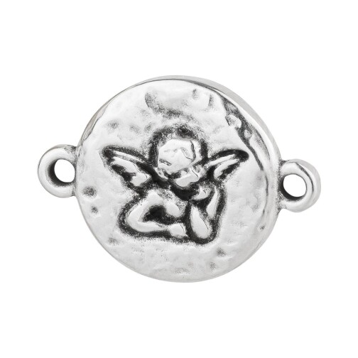 Zamac pendant/connector Angel motif antique silver 20.3x15mm 999° silver plated