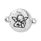 Zamac pendant/connector Angel motif antique silver 20.3x15mm 999° silver plated