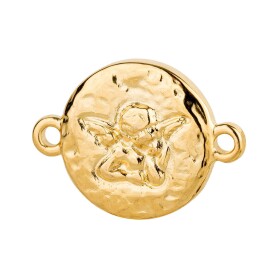 Zamac pendant/connector Angel motif gold 20,3x15mm 24K gold plated