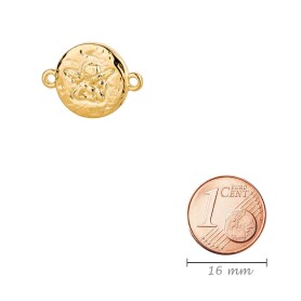 Zamac pendant/connector Angel motif gold 20,3x15mm 24K...