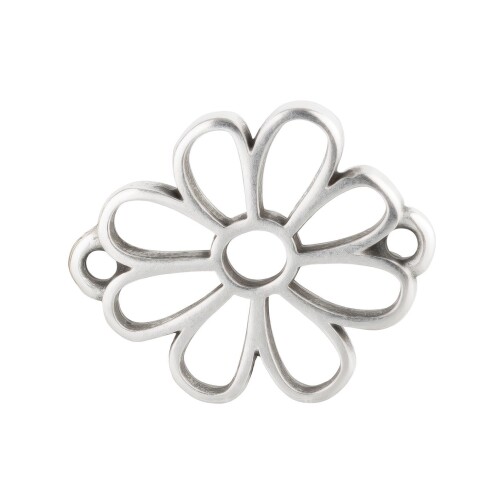 Zamac pendant/connector Daisy antique silver 19.3x15.9mm 999° silver plated