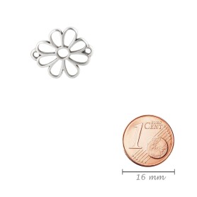 Zamac pendant/connector Daisy antique silver 19.3x15.9mm 999° silver plated