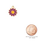 Zamak bedel bloem goud 13x15.7mm 24K verguld met emaille in Bordeaux/geel