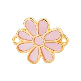 Zamac pendant/connector Daisy gold 19,3x15,9mm 24K gold plated with enamel in Pink