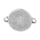 Zamac connector Round with star silver antique 19,2x13,7mm 999° silver plated with enamel in Dark Blue