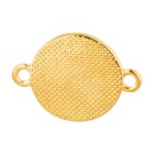 Zamak bedel/connector rond met ster goud 19,2x13,7mm 24K verguld met emaille donkerblauw