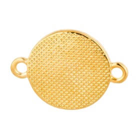 Zamac connector Round with star gold 19,2x13,7mm 24K gold plated with enamel in White