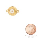 Connettore in zama Rotondo con stella oro 19,2x13,7mm 24K chapado en oro smalto Bianco