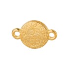 Zamac connector Round Evil Eye gold 15.9x9.7mm 24K gold plated with enamel in White/Light blue