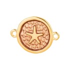 Zamac connector Round textured starfish gold 21.6x16.4mm 24K gold plated with enamel in Champagne metallic